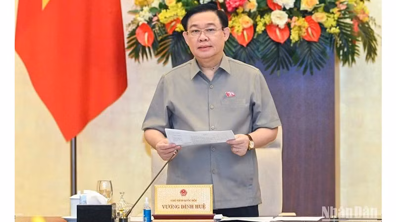 Председатель НС Выонг Динь Хюэ выступает с речью. Фото: Зюи Линь