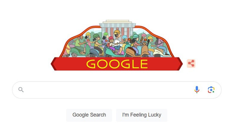 Главная страница Google с дудлом.