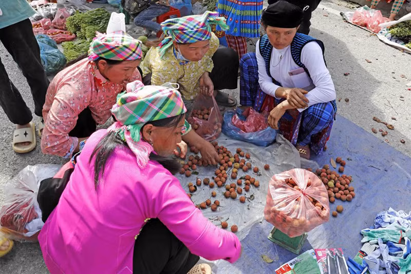 Представители народности Жай идут на рынок.