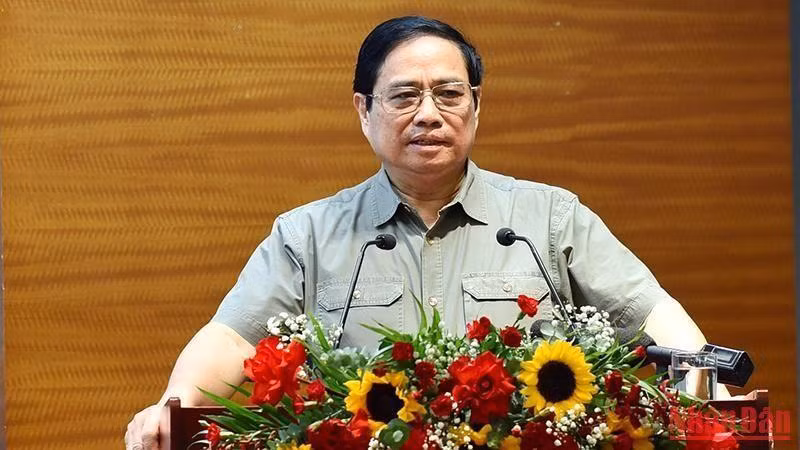 Премьер-министр Фам Минь Тьинь выступает на заседании. Фото: Чан Хай