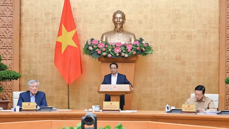 Премьер-министр выступает на мероприятии. Фото: Чан Хай