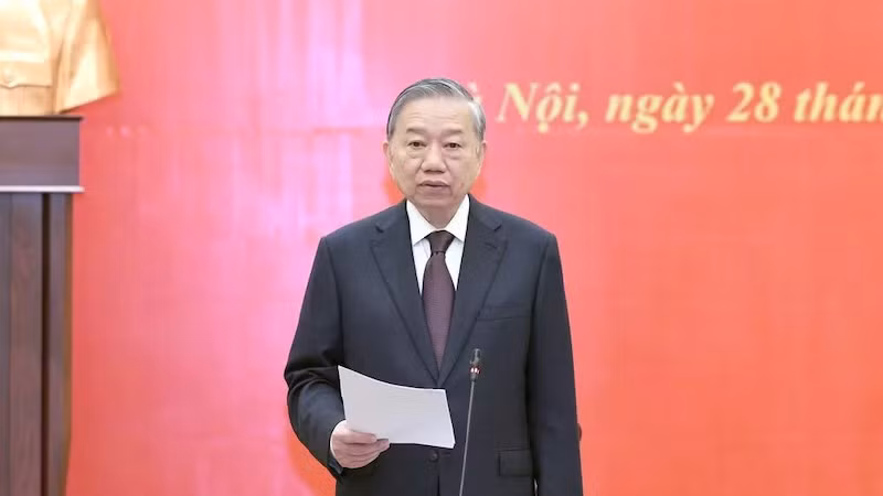 Генеральный секретарь ЦК КПВ, Президент Вьетнама То Лам выступает на заседании. Фото: Зюи Линь