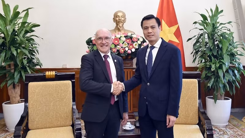 Замминистра иностранных дел Данг Хоанг Жанг и исполнительный секретарь ОДВЗЯИ Роберт Флойд. Фото: baoquocte.vn