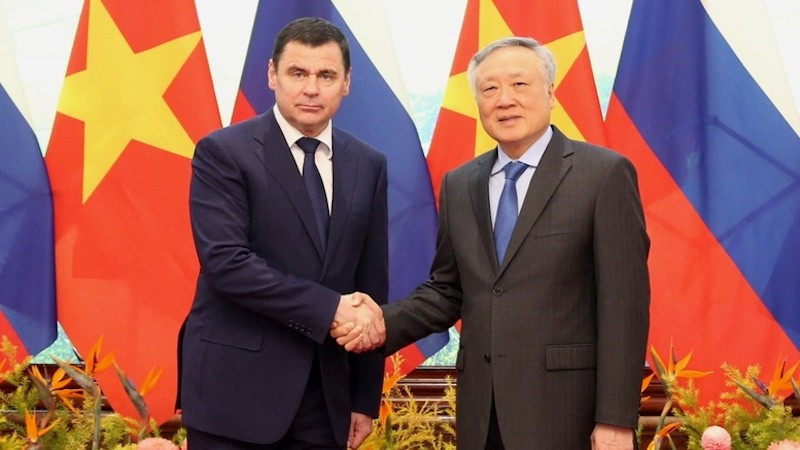 Постоянный заместитель премьер-министра Правительства Вьетнама Нгуен Хоа Бинь принимает помощника Президента Российской Федерации Миронова Дмитрия. Фото: VGP