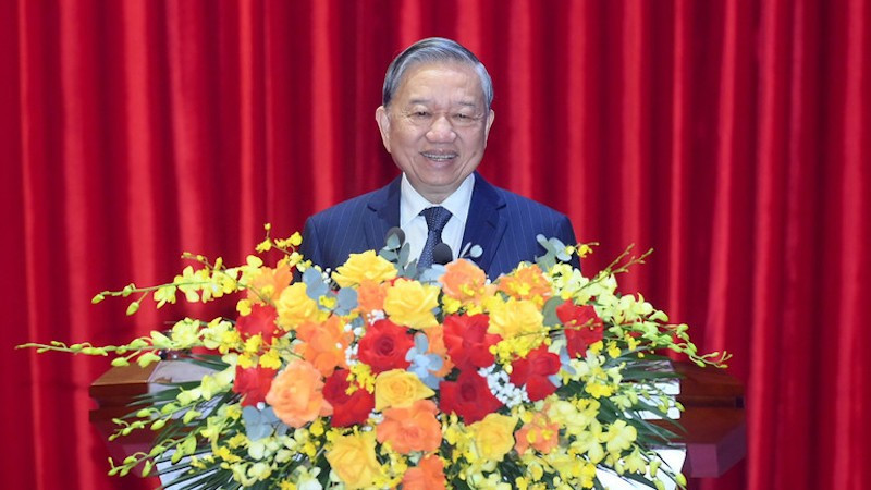 Генеральный секретарь ЦК КПВ То Лам выступает на мероприятии. Фото: Данг Кхоа