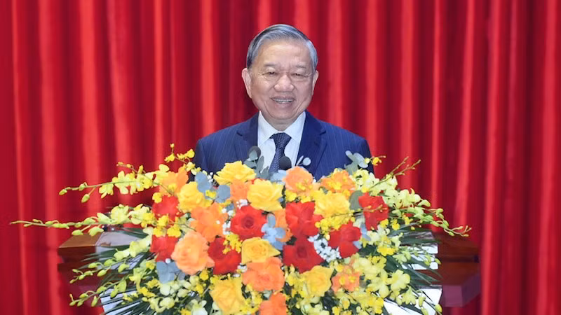 Генеральный секретарь ЦК КПВ То Лам выступает на мероприятии. Фото: Данг Кхоа