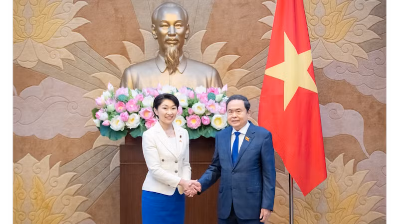 Председатель НС Чан Тхань Ман и Председатель Альянса парламентариев японско-вьетнамской Обучи Юко. Фото: Зюи Линь