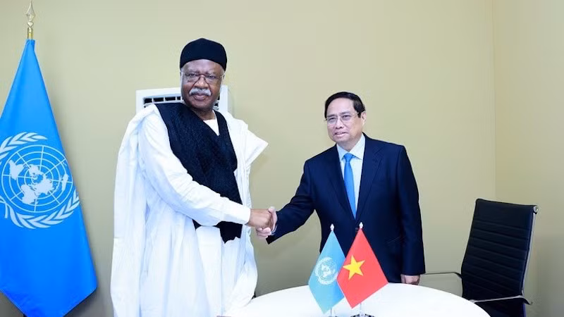 Премьер-министр Фам Минь Тьинь и Председатель Генеральной Ассамблеи ООН Филемон Янг. Фото: VGP