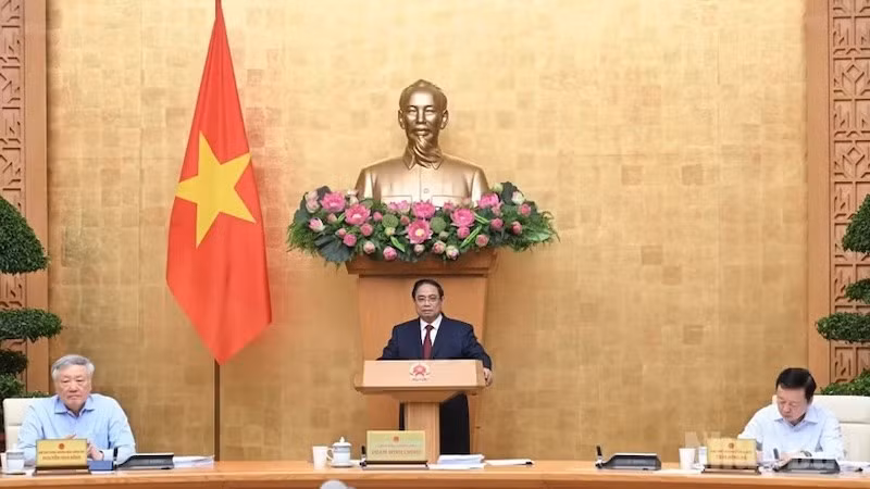Премьер-министр Фам Минь Тьинь выступает на заседании. Фото: Чан Хай