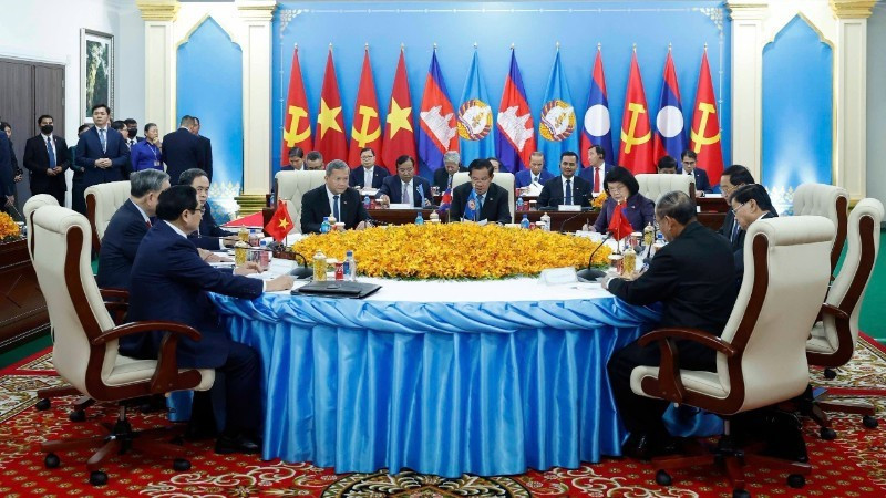 Встреча на высоком уровне между лидерами Вьетнама, Камбоджи а и Лаоса. Фото: ВИА