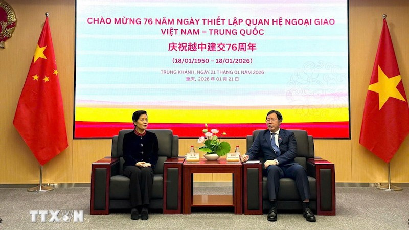 Генеральный консул Буй Нгуен Лонг и глава Управления иностранных дел Чунцина Ван Вэнь. Фото: ВИА