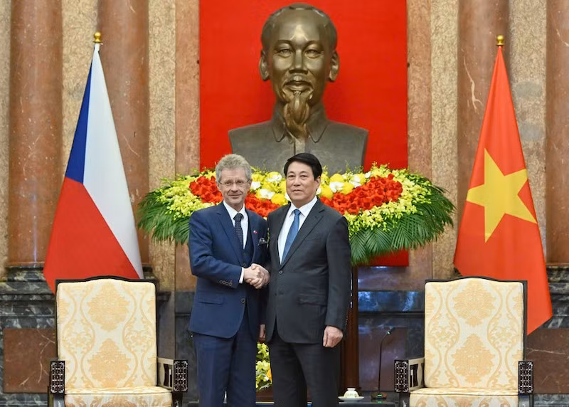Президент Лыонг Кыонг и Председатель Сената Парламента Чешской Республики Милош Выстрчил. Фото: Тхюи Нгуен