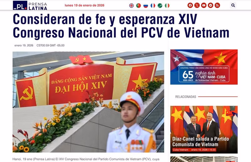Специальная рубрика «XIV съезд Коммунистической партии Вьетнама» на сайте Prensa Latina. Фото: ВИА