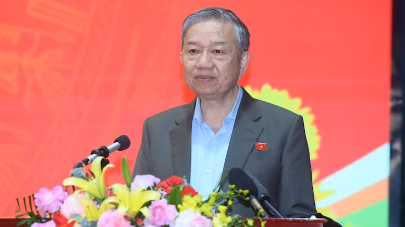 Генеральный секретарь ЦК КПВ То Лам выступает на встрече. Фото: Данг Кхоа