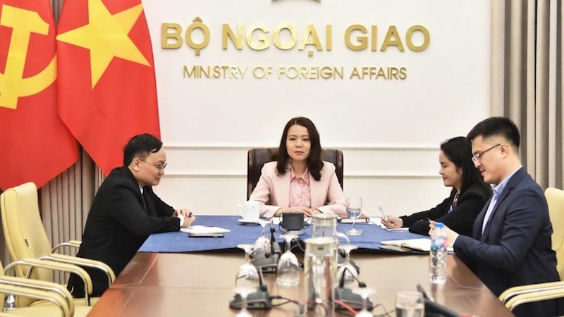 Заместитель министра иностранных дел Нгуен Минь Ханг во время разговора. Фото: baoquocte.vn