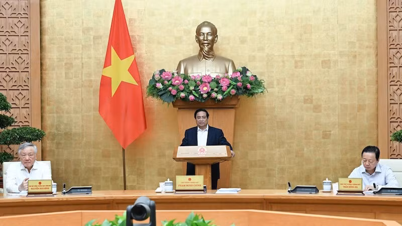 Премьер-министр Фам Минь Тьинь выступает на заседании. Фото: Чан Хай
