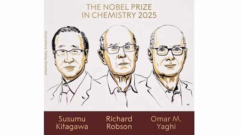 Нобелевская премия 2025 года по химии присуждена Сусуму Китагаве, Ричарду Робсону и Омару Ягхи.