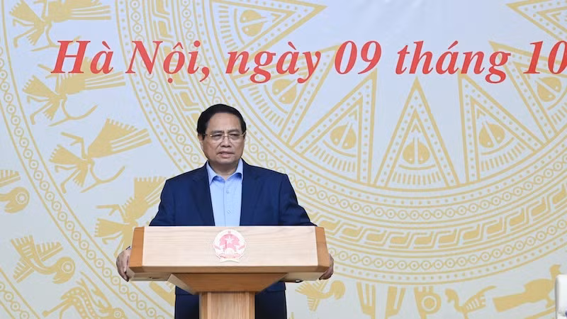 Премьер-министр Фам Минь Тьинь выступает на конференции. Фото: Чан Хай