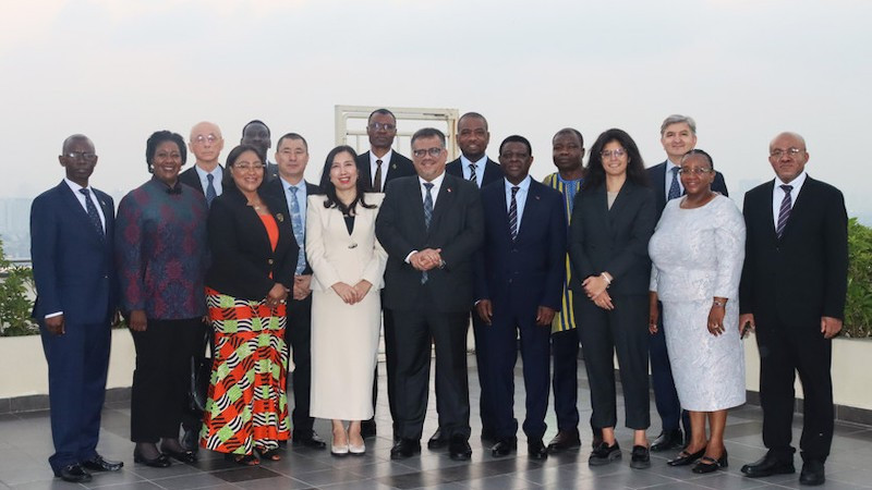 Заместитель министра иностранных дел Вьетнама Ле Тхи Тху Ханг и нерезидирующие послы. Фото: МИД Вьетнама