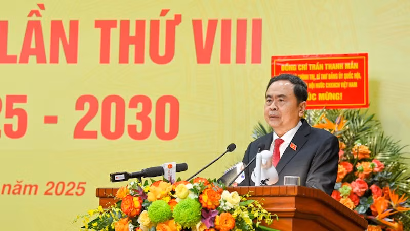 Председатель НС выступает на конференции. Фото: Зюи Линь