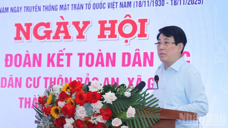 Президент Лыонг Кыонг выступает на мероприятии. Фото: Мань Суан