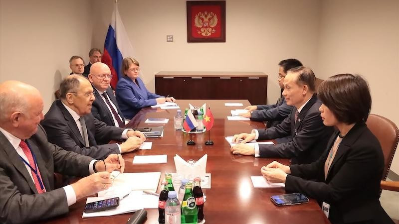 И.о. Министра иностранных дел Ле Хоай Чунг на встрече с Министром иностранных дел России Сергеем Лавровым. Фото: ВИА