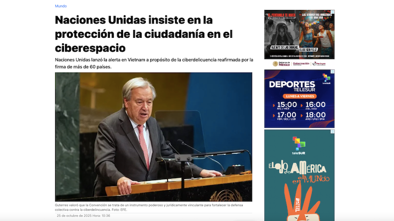 Статья на сайте teleSUR.