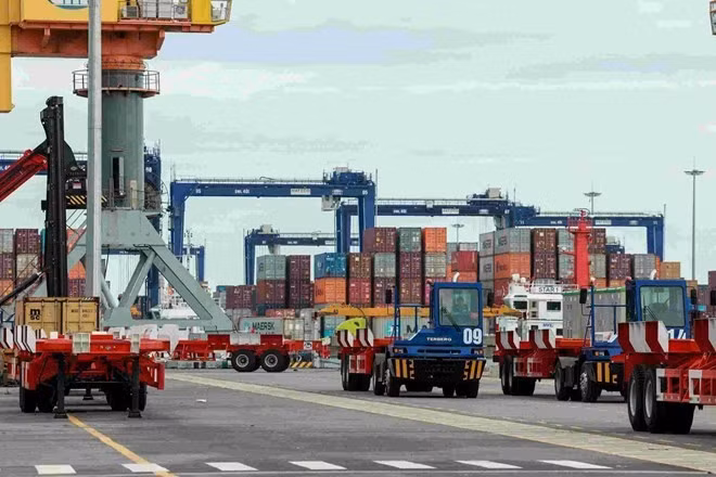 Активная деятельность по экспорту и импорту в порту Латьхуен, Хайфон. (Фото: laodong.vn)