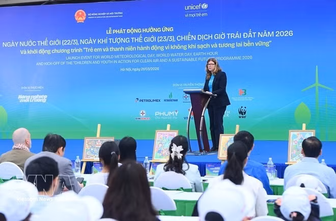 Представитель ЮНИСЕФ во Вьетнаме Сильвия Данаилов выступает на мероприятии. (Фото: ВИА)