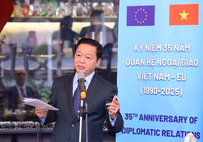 Заместитель Премьер-министра Чан Хонг Ха выступает с речью. (Фото: ВИА)