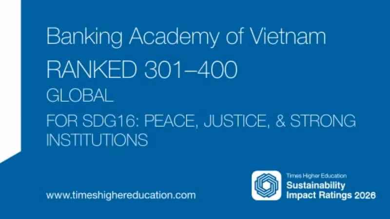 Банковская академия отметилась в THE Impact Rankings 2026, заняв место в группе 301-400 мира по ЦУР 16. (Фото: Банковская академия)