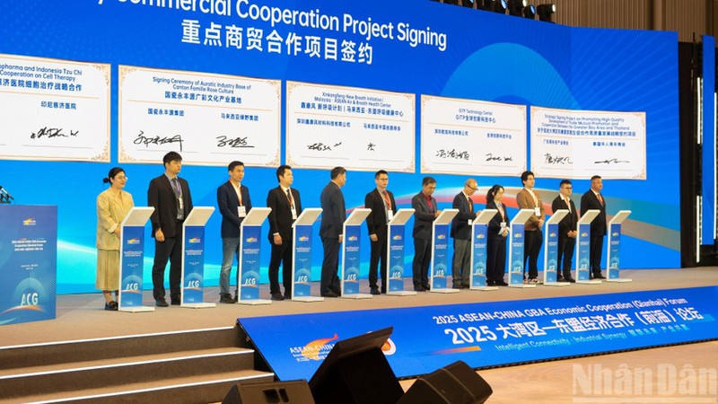 Церемония подписания экономико-торговых проектов на открытии форума.