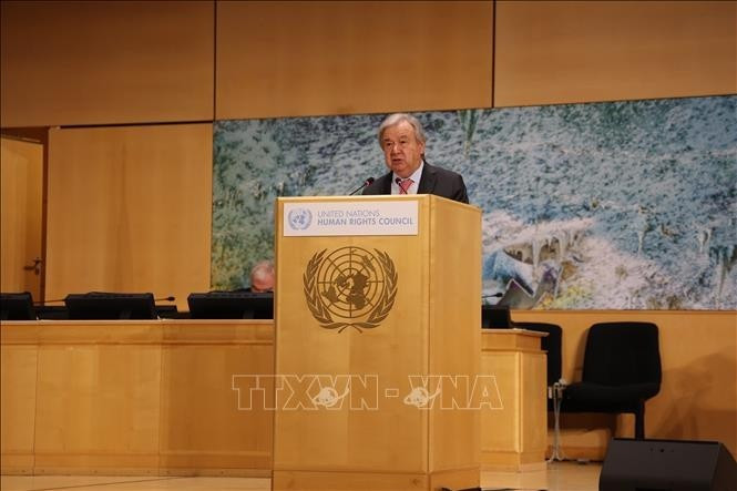 Генеральный секретарь ООН Антониу Гутерриш выступает со вступительной речью на открытии 61-й сессии Совета ООН по правам человека. (Фото: ВИА)