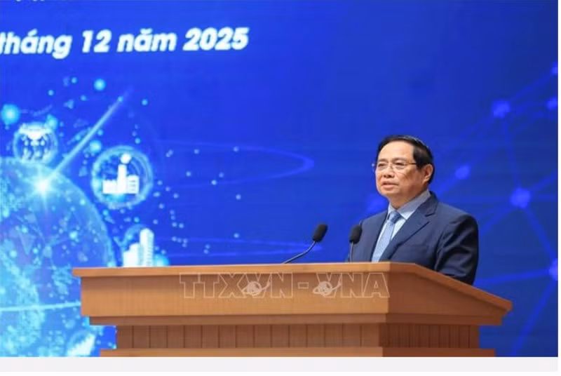 Премьер-министр Фам Минь Тьинь выступая с речью. (Фото: ВИА)