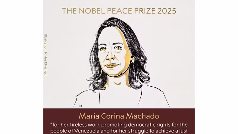 Портрет лауреата Нобелевской премии мира 2025 года. (Фото: Facebook Nobel Prize)