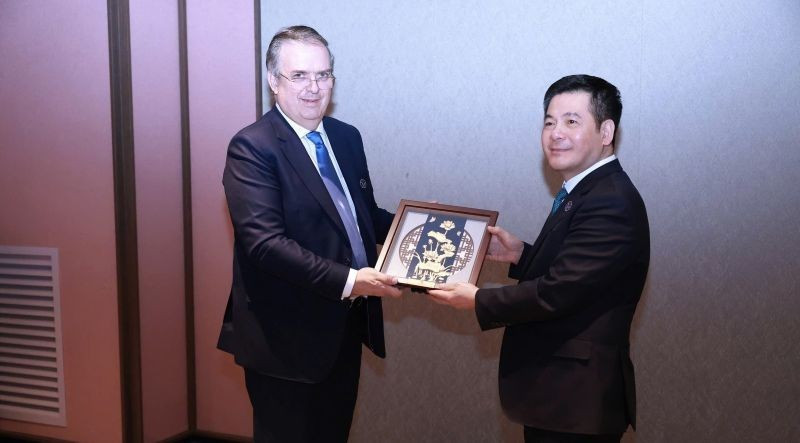 Министр промышленности и торговли Вьетнама Нгуен Хонг Зиен и Министр экономики Мексики Марсело Эбрард Касаубон.