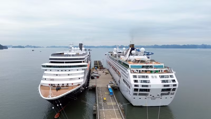 Два круизных лайнера Westerdam и Star Voyager швартуются у Международного пассажирского порта Халонг в провинции Куангнинь. (Фото: ВИА)