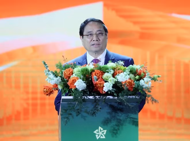 Премьер-министр Фам Минь Тьинь выступает с речью. (Фото: ВИА)