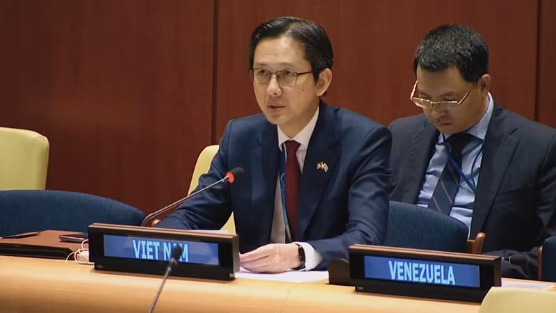 Посол До Хунг Вьет выступает на тематических дебатах высокого уровня о многоаспектной природе мира и безопасности в Африке. Фото: ВИА