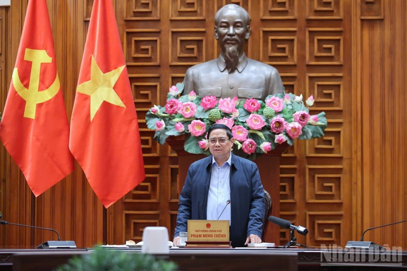 Премьер-министр Фам Минь Тьинь выступает на совещании. (Фото: Чан Хай)