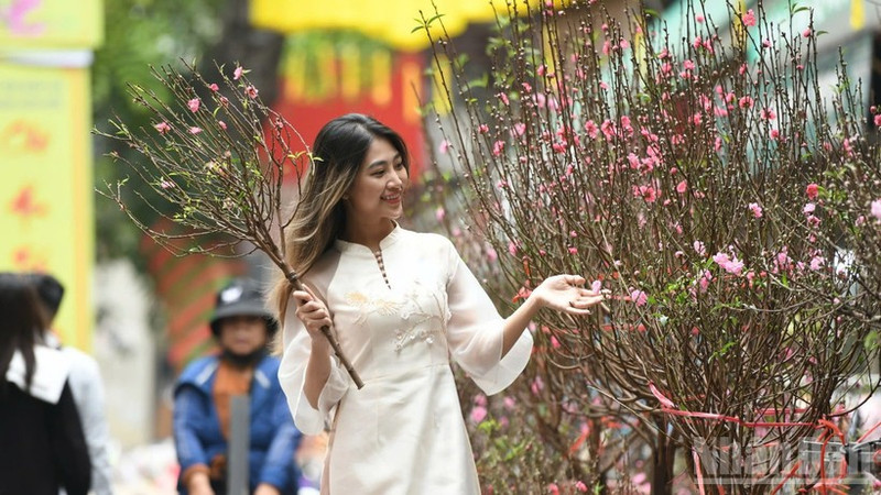 Радостные туристы на весенних прогулках. (Фото: Тхань Дат)