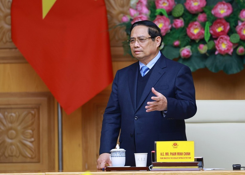 Премьер-министр Фам Минь Тьинь выступил на встрече с делегацией японских организаций и предприятий. (Фото: ВИА)