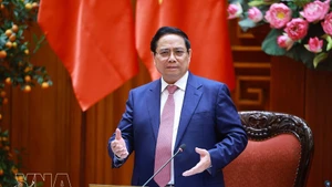 Премьер-министр Фам Минь Тьинь выступает с речью. (Фото: ВИА)