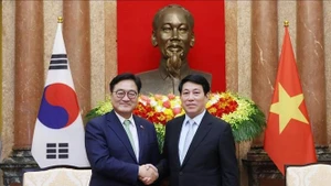 Президент Лыонг Кыонг принимает Председателя НС Республики Корея У Вон Шика. (Фото: ВИА)