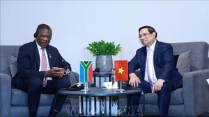 Премьер-министр Фам Минь Тьинь встречается с Вице-президентом Южной Африки Полом Машатиле. (Фото: ВИА)