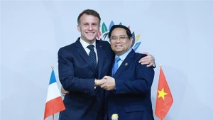 Премьер-министр Фам Минь Тьинь встречается с Президентом Франции Эммануэлем Макроном. (Фото: ВИА)