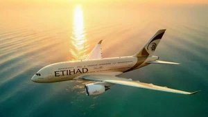 Самолет авиакомпании Etihad Airways из Абу-Даби, ОАЭ. (Источник: Caspian Post)