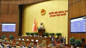 Национальное собрание голосует за принятие Закона о правовой помощи по уголовным делам. (Фото: ВИА)