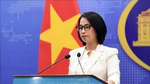 Официальный представитель МИД Вьетнама Фам Тху Ханг председательствует на пресс-конференции. (Фото: ВИА)