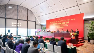 Общий вид международной пресс-конференции перед открытием XIV съезда КПВ, 14 января. (Фото: Тхюи Нгуен)